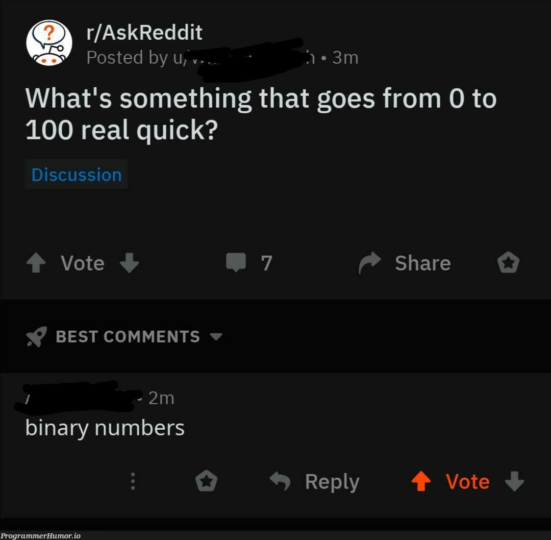 Just scene this | reddit-memes, comment-memes, binary-memes | ProgrammerHumor.io