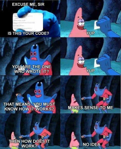 How to not take the blame for the bad code. | code-memes, bad code-memes | ProgrammerHumor.io