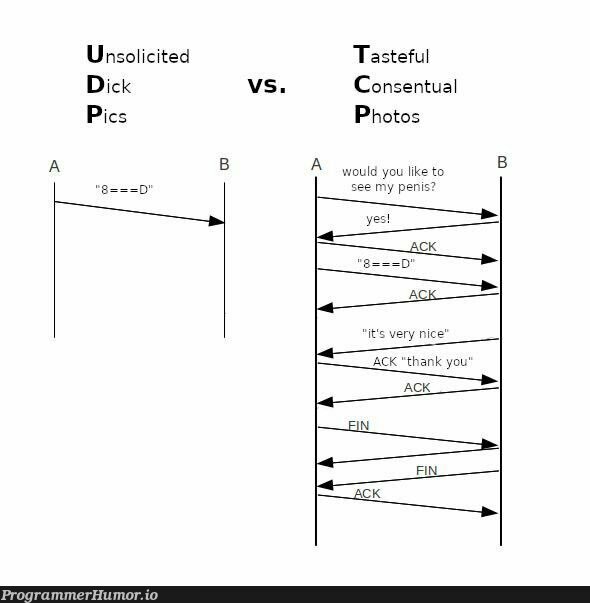 UDP vs TCP | cs-memes, tcp-memes, udp-memes | ProgrammerHumor.io