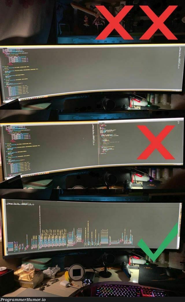 How to program on large monitors | program-memes, monitor-memes | ProgrammerHumor.io