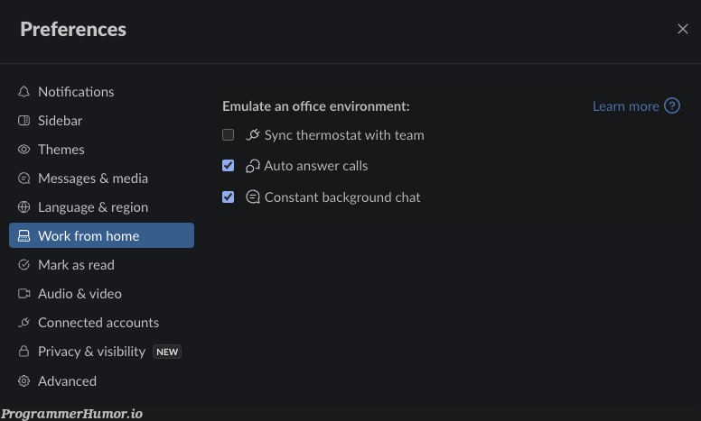 These WFH Slack settings are getting ridiculous | slack-memes, ide-memes, language-memes | ProgrammerHumor.io