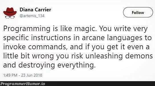 Programming is like magic | programming-memes, program-memes, command-memes, IT-memes, language-memes | ProgrammerHumor.io