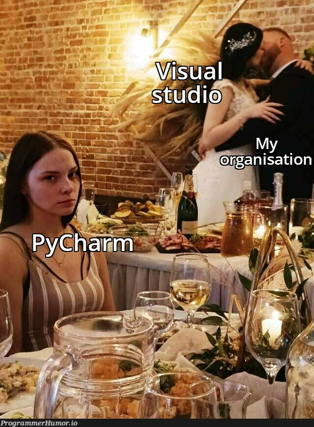 Recently i learnt that a major division in my org has switched to Visual studio from PyCharm for python development. | python-memes, development-memes, visual studio-memes, pycharm-memes, div-memes | ProgrammerHumor.io