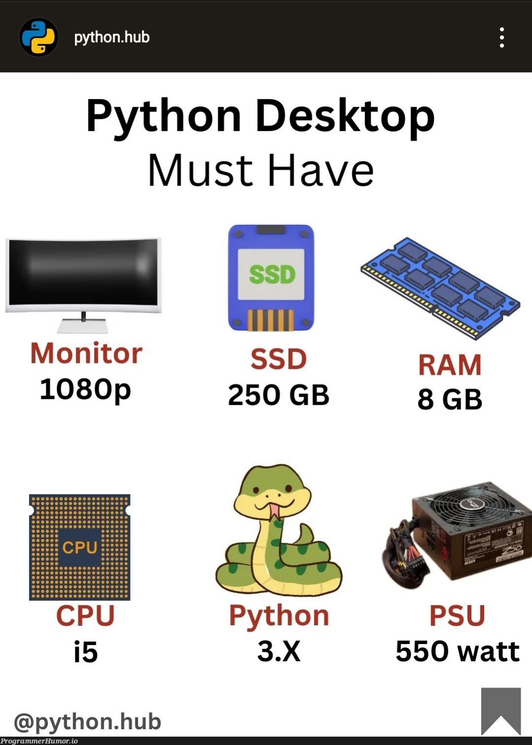 thanks for the info Mr python.hub! | python-memes, monitor-memes | ProgrammerHumor.io