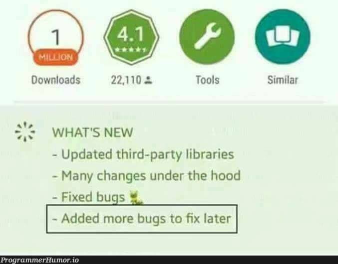 What's New? | bugs-memes, bug-memes, date-memes, fix-memes | ProgrammerHumor.io