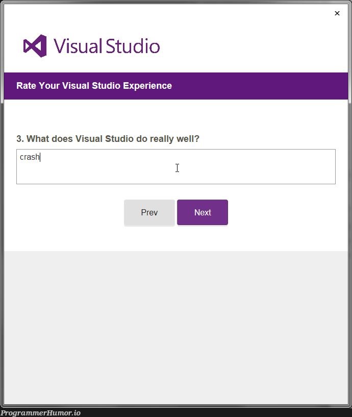 Visual Studio 2017 | visual studio-memes, crash-memes | ProgrammerHumor.io