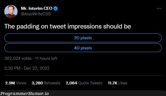 The C in CEO stands for CSS? | css-memes, c-memes, cs-memes | ProgrammerHumor.io