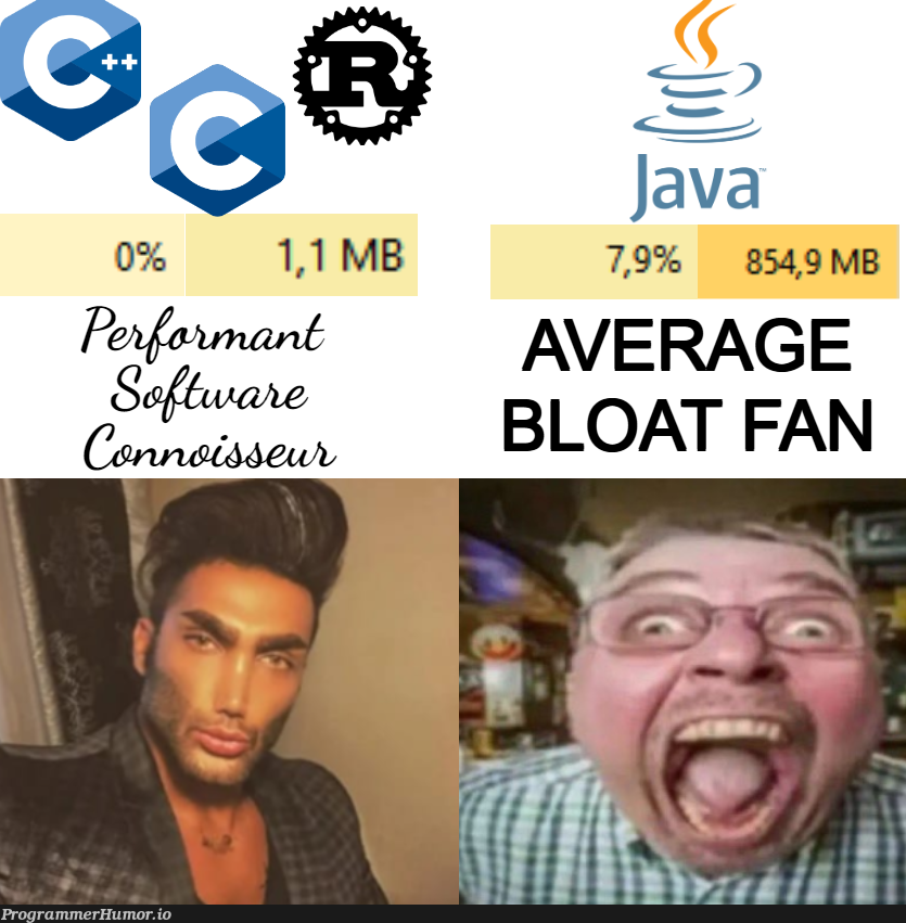 the java RAM usage incident (looking at you IntelliJ) | java-memes, intellij-memes, ide-memes | ProgrammerHumor.io