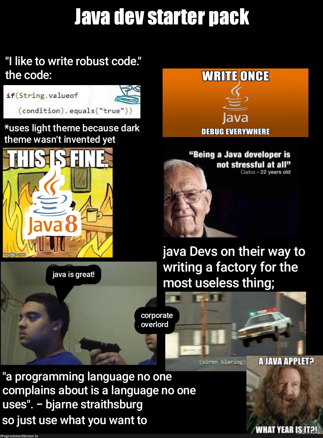 javaDevStarterPack | programming-memes, developer-memes, code-memes, java-memes, program-memes, devs-memes, jar-memes, language-memes, programming language-memes | ProgrammerHumor.io