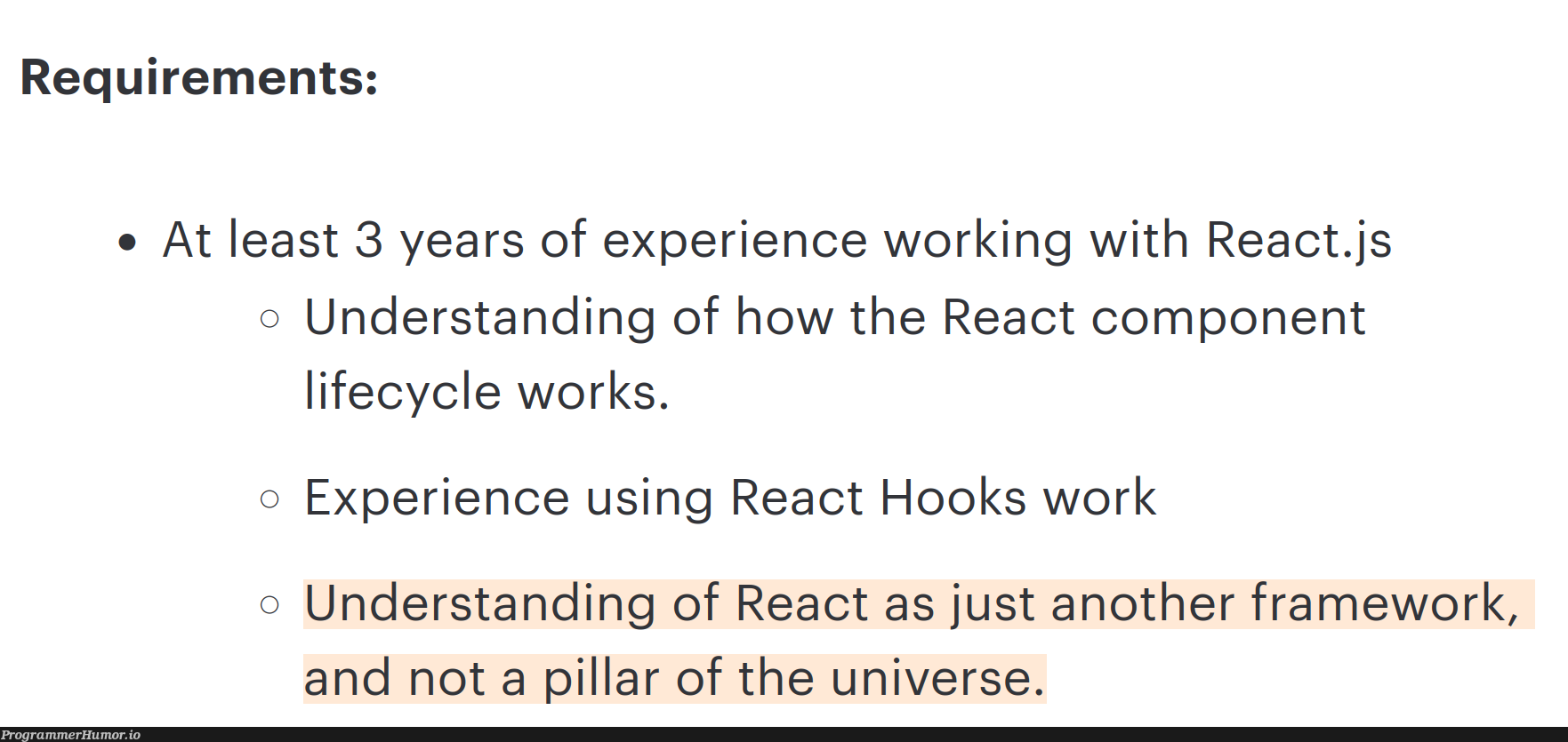 requirementFulfilled | react-memes, requirements-memes, component-memes, framework-memes | ProgrammerHumor.io