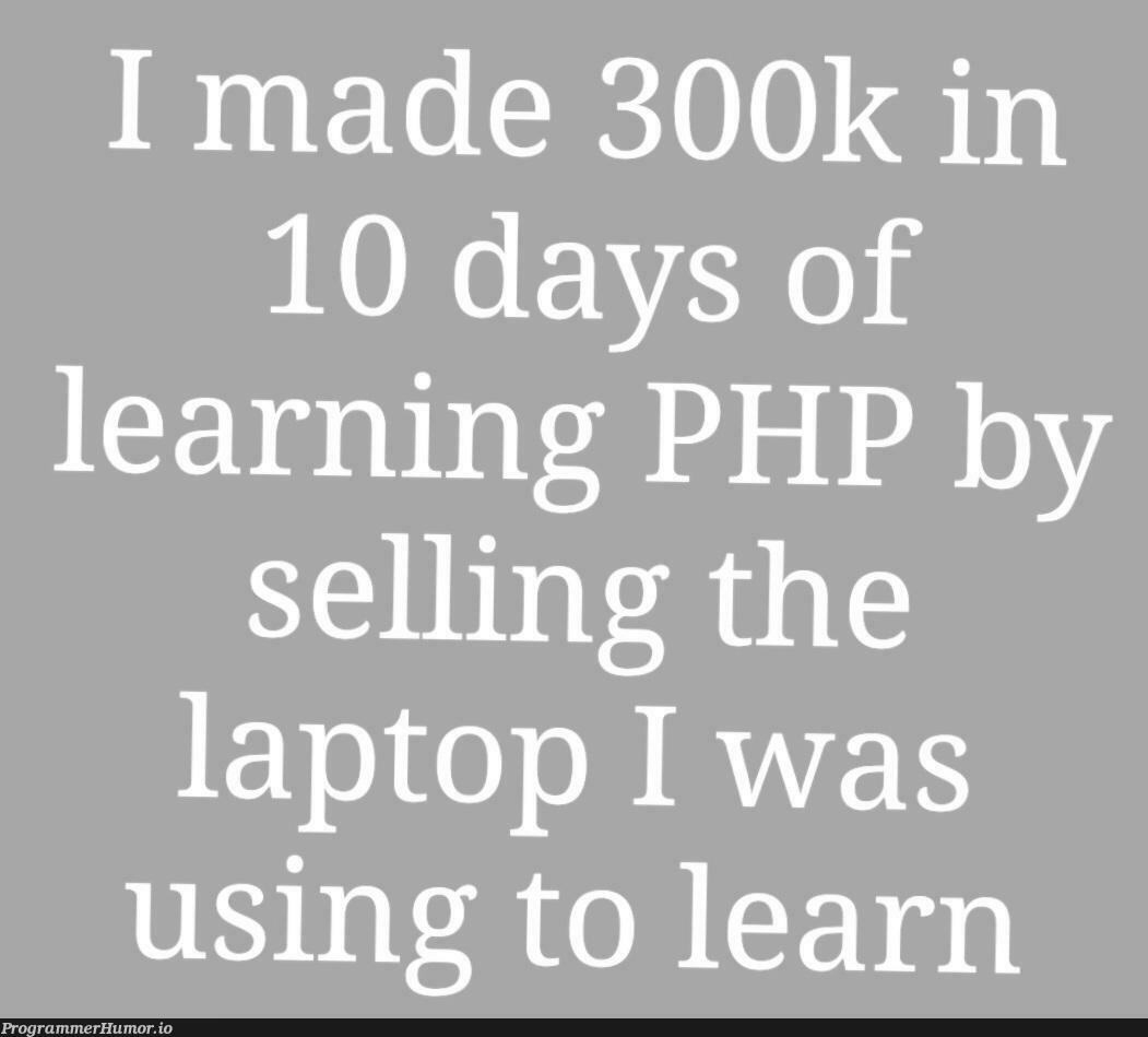 fastest way to earn from PHP | php-memes, test-memes, laptop-memes | ProgrammerHumor.io