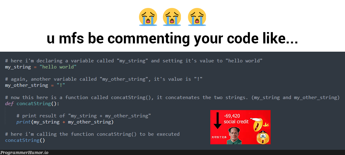 # This is a title for a post. Here i can type in whatever I want.... | code-memes, string-memes, function-memes, IT-memes, comment-memes | ProgrammerHumor.io