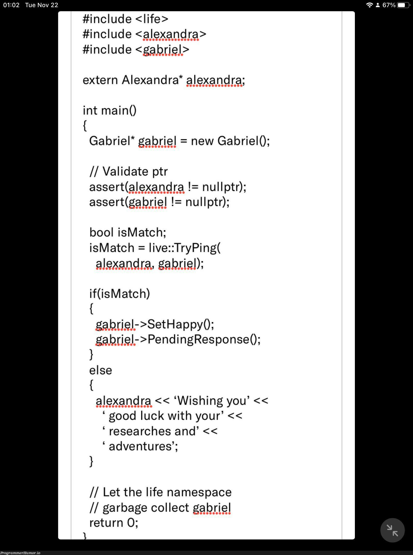 She mentioned C++ along English in her language list on her profile… Would these qualify as pickup lines for a dating App??? | try-memes, c++-memes, list-memes, date-memes, search-memes, language-memes, space-memes | ProgrammerHumor.io