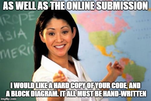 Ladies and Gentlemen, my C professor. ~1000 lines of code, I'm tempted to write it without white space. | code-memes, lines of code-memes, c-memes, IT-memes, space-memes | ProgrammerHumor.io