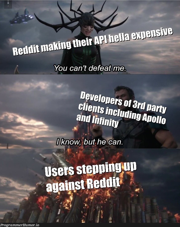 Spread the word! Help keep 3rd party Reddit clients alive! | cli-memes, reddit-memes | ProgrammerHumor.io