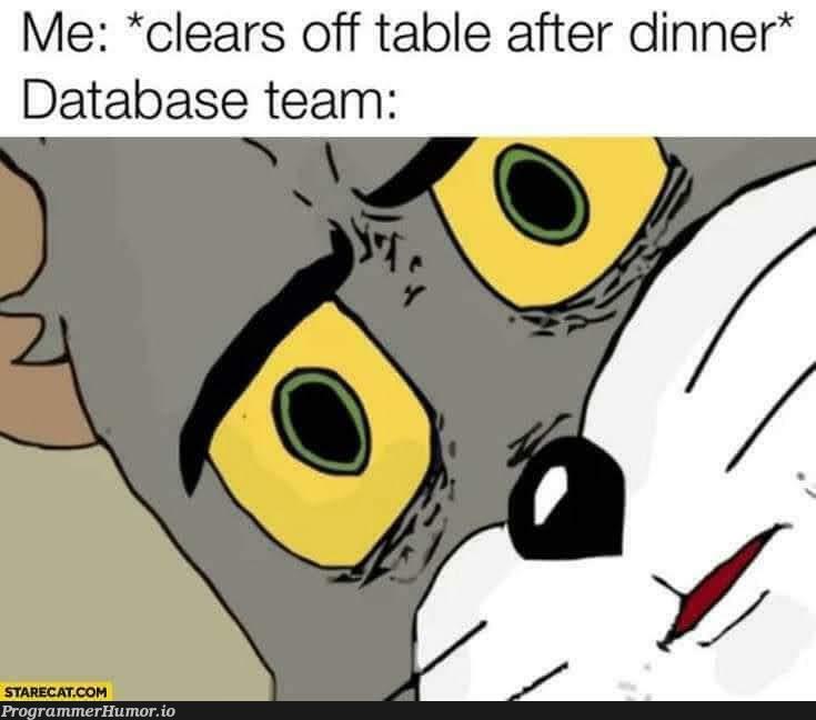 DROP TABLE `client details`; | data-memes, database-memes, cli-memes | ProgrammerHumor.io