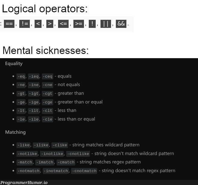 LogicalOperators | string-memes, cli-memes | ProgrammerHumor.io