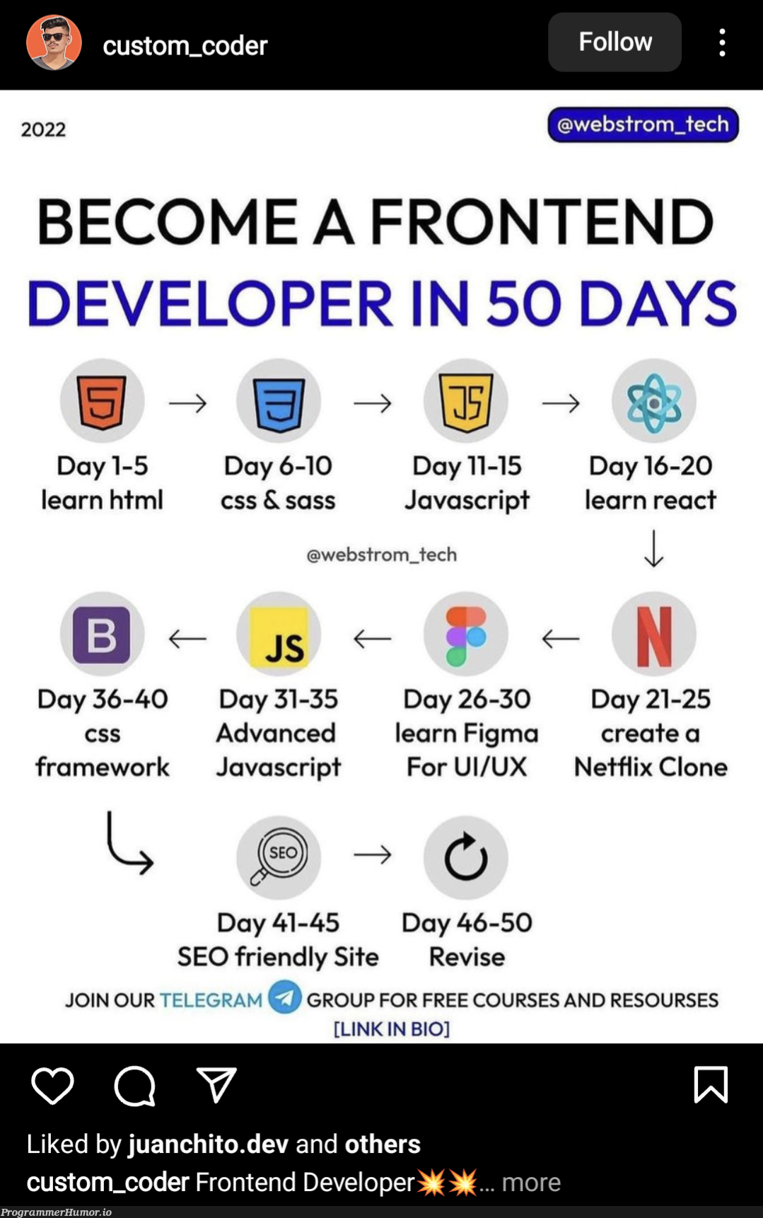 Yes of course. JavaScript in 4 days | developer-memes, html-memes, css-memes, javascript-memes, code-memes, tech-memes, java-memes, coder-memes, web-memes, ux-memes, frontend-memes, react-memes, sass-memes, ML-memes, cs-memes, framework-memes | ProgrammerHumor.io