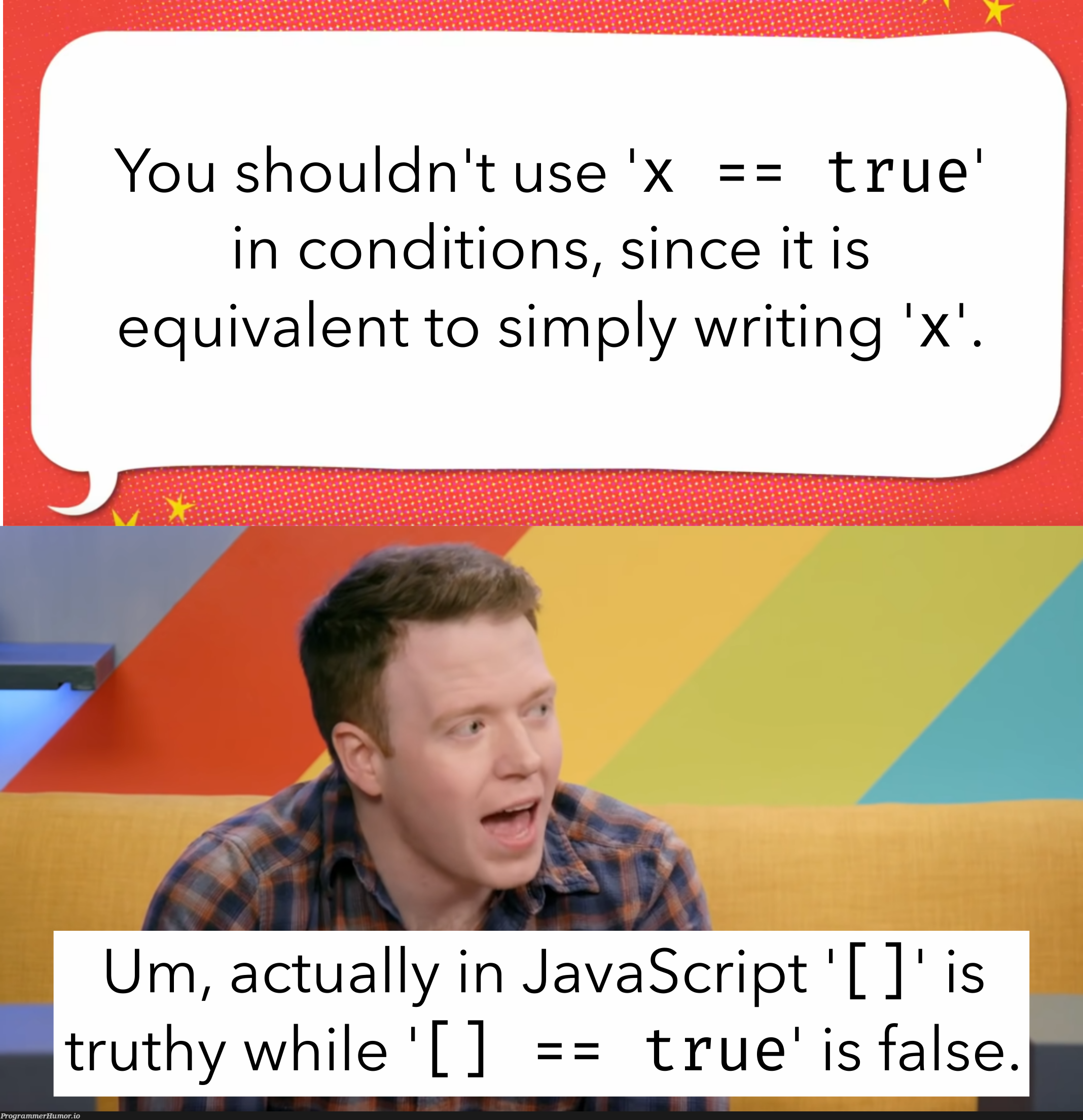 I unfortunately couldn't get the font thickness right. Good luck finding other mistakes! | javascript-memes, java-memes, IT-memes | ProgrammerHumor.io