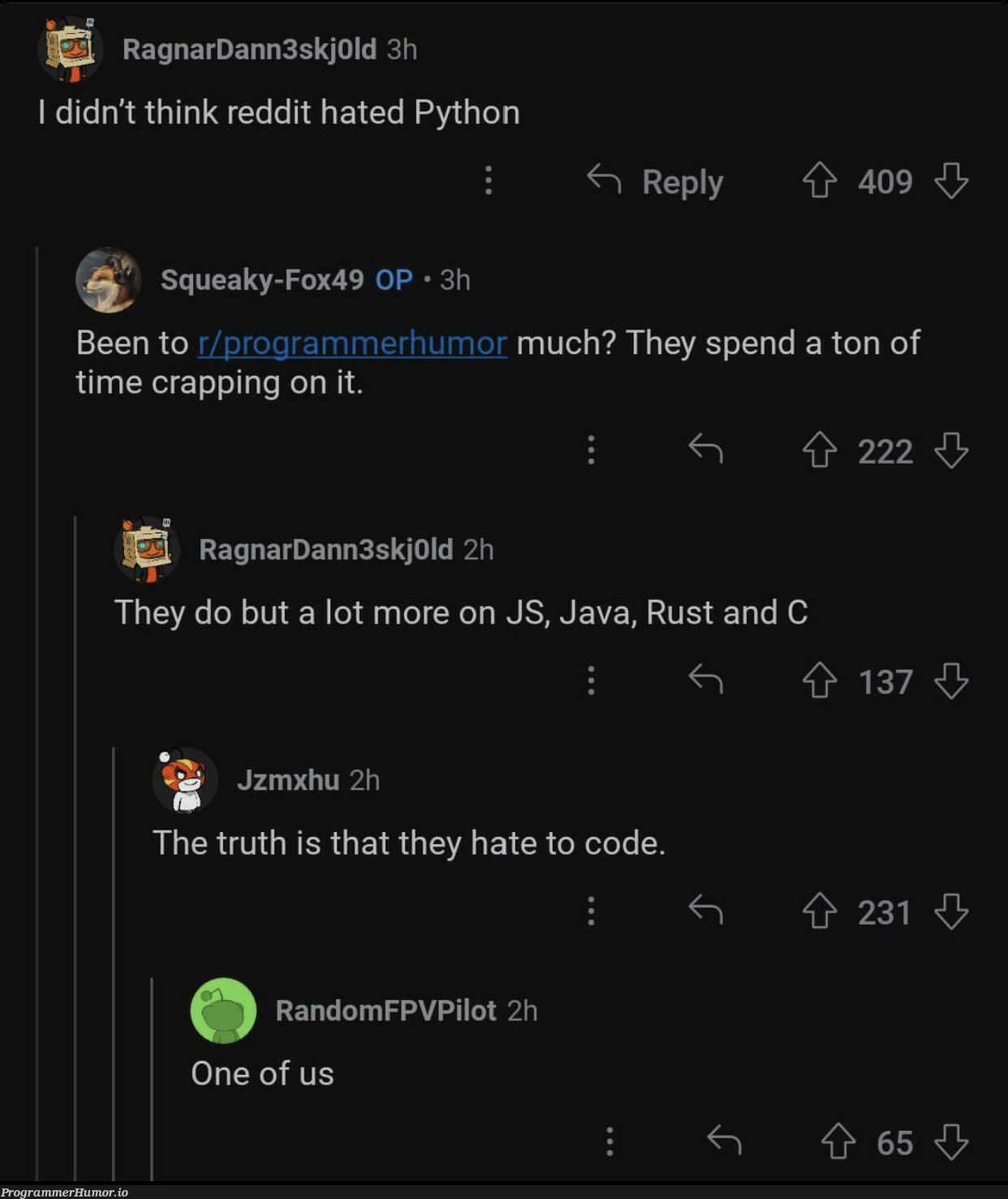 pythonIsSlowMuuuh | programmer-memes, code-memes, java-memes, python-memes, program-memes, random-memes, ssl-memes, c-memes, reddit-memes, rust-memes | ProgrammerHumor.io