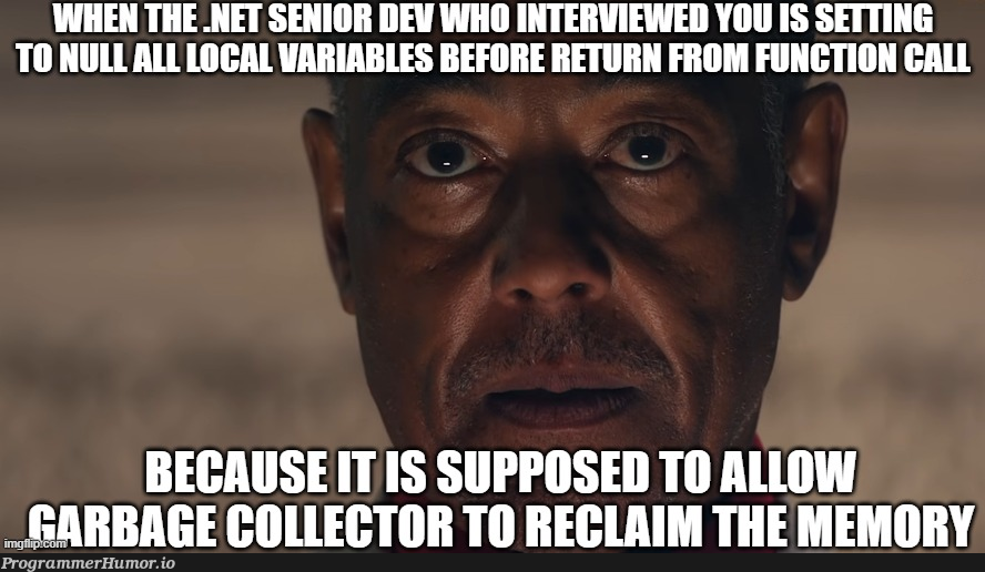 memoryManagementLevelSenior | management-memes, variables-memes, loc-memes, .net-memes, function-memes, interview-memes | ProgrammerHumor.io