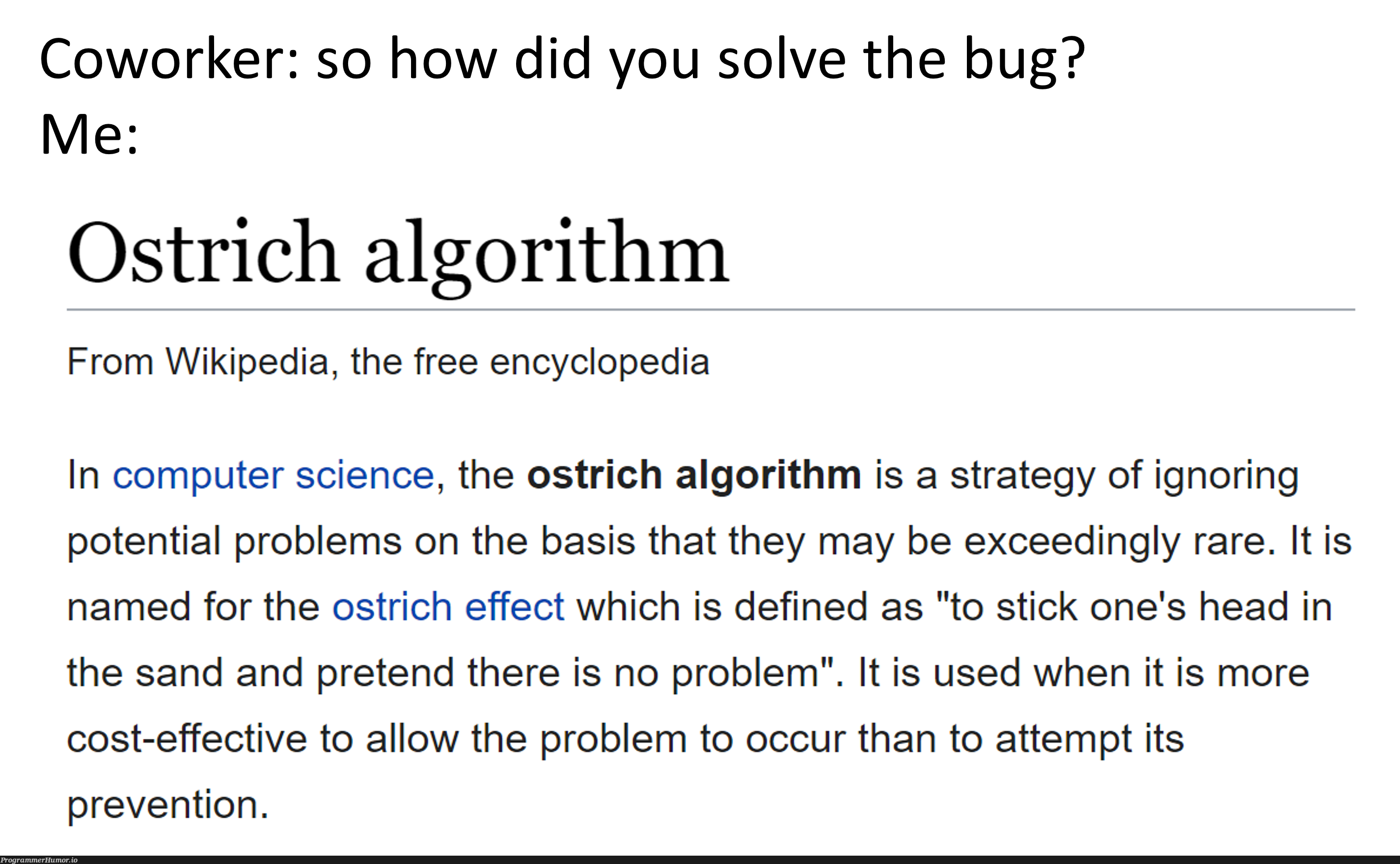 The solution to all programming problems | programming-memes, computer-memes, computer science-memes, program-memes, bug-memes, algorithm-memes, IT-memes | ProgrammerHumor.io