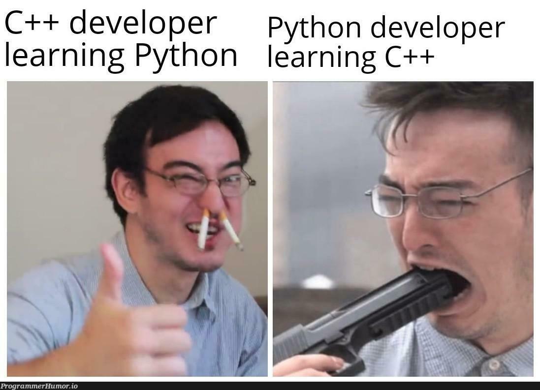 C++ Developer Vs Python Developer | developer-memes, python-memes, c++-memes | ProgrammerHumor.io