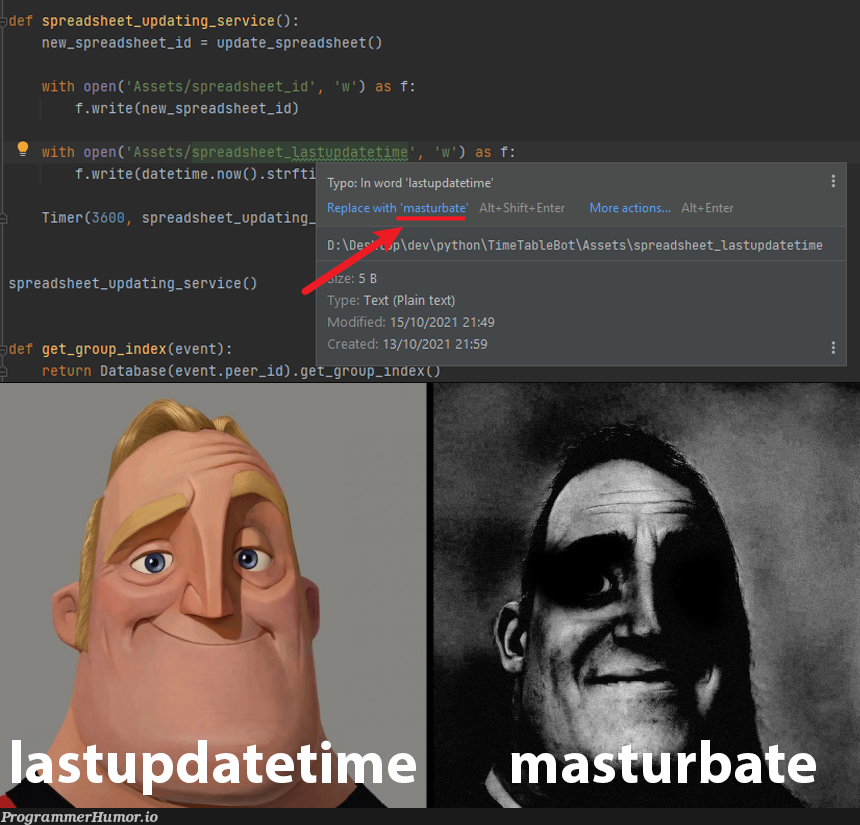 thanksPycharm | python-memes, data-memes, database-memes, date-memes, pycharm-memes, bot-memes | ProgrammerHumor.io