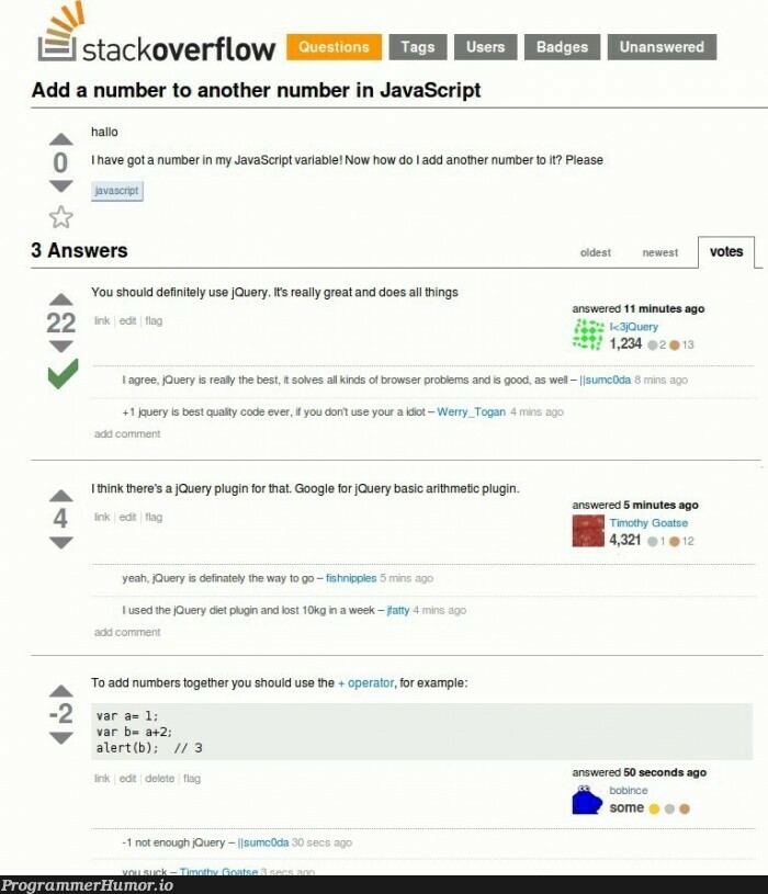 jQuery is simply the best | javascript-memes, code-memes, java-memes, stackoverflow-memes, stack-memes, google-memes, jquery-memes, overflow-memes, IT-memes, query-memes | ProgrammerHumor.io