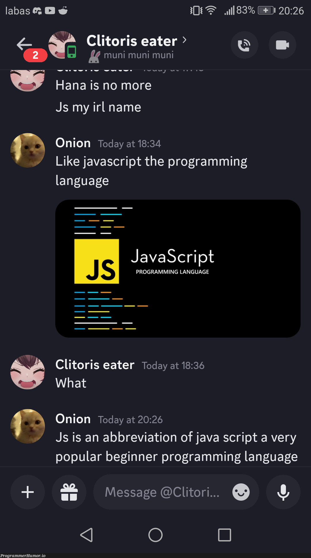 javascript | programming-memes, javascript-memes, java-memes, program-memes, cli-memes, js-memes, language-memes, programming language-memes | ProgrammerHumor.io