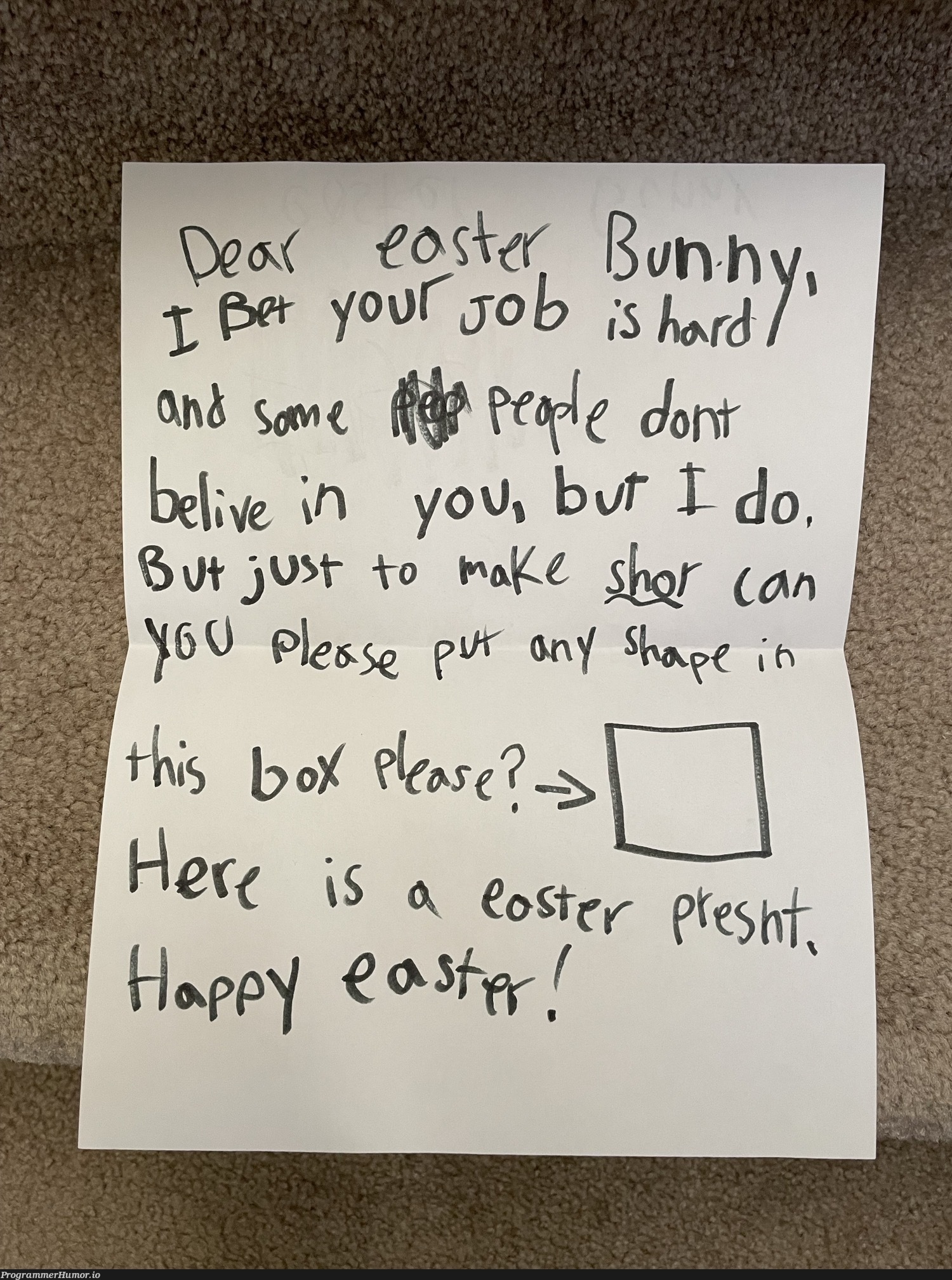 My daughter unwittingly “invented” reCAPTCHA to make the Easter Bunny prove they’re real… | ProgrammerHumor.io