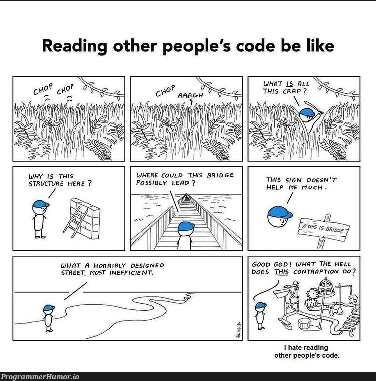 Reading Other People's Code be Like? | code-memes, design-memes | ProgrammerHumor.io