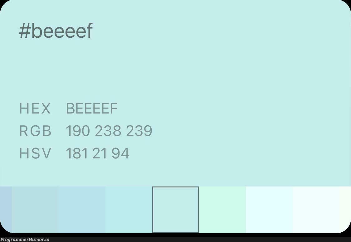 The true color of 0xbeeeef | ProgrammerHumor.io