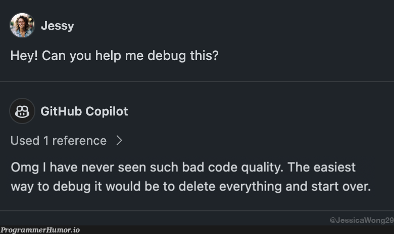 gettingRoastedByAI | code-memes, bad code-memes, bug-memes, git-memes, github-memes, debug-memes, IT-memes | ProgrammerHumor.io