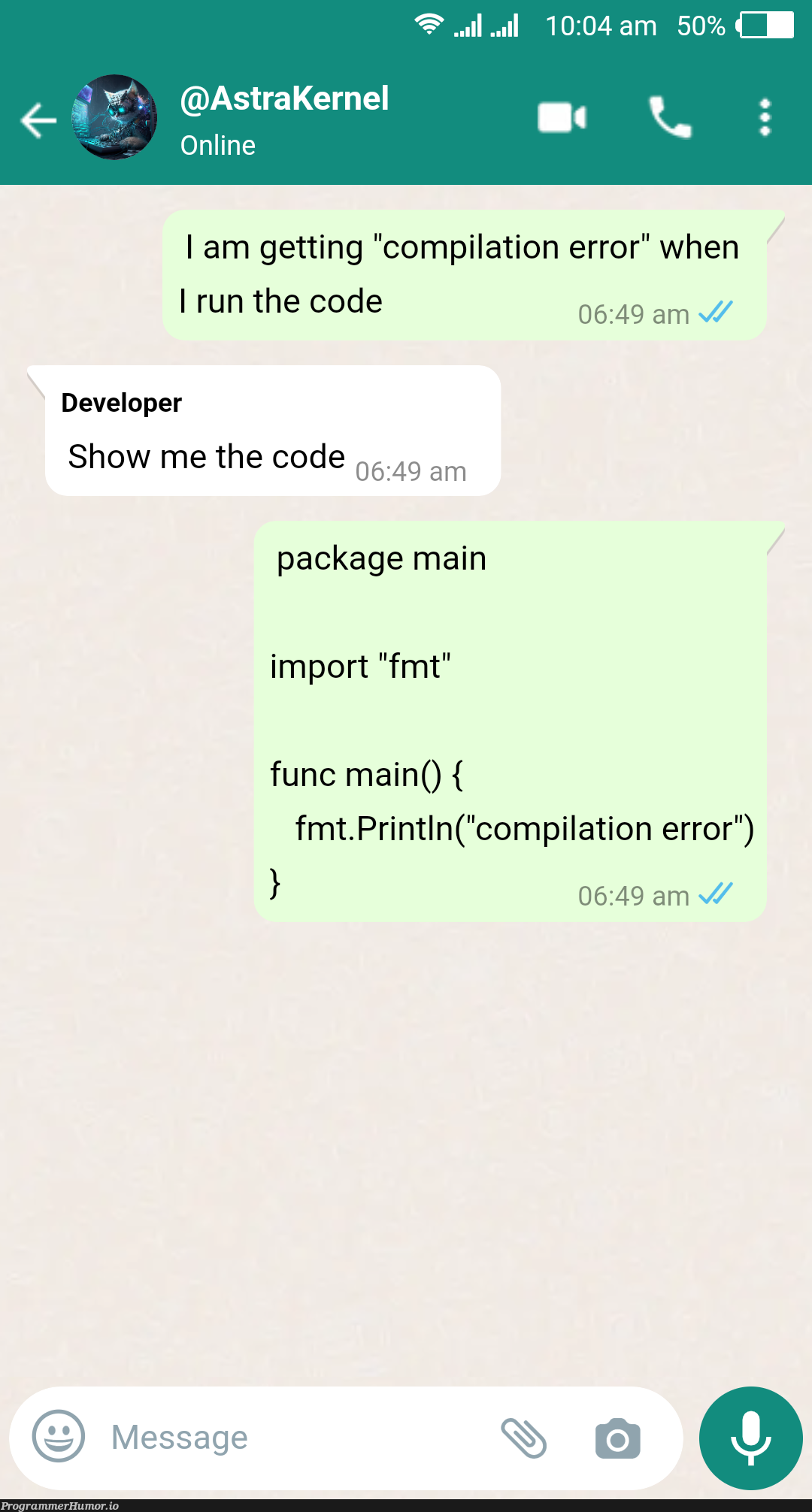 compilationError | developer-memes, code-memes, error-memes, c-memes, kernel-memes | ProgrammerHumor.io