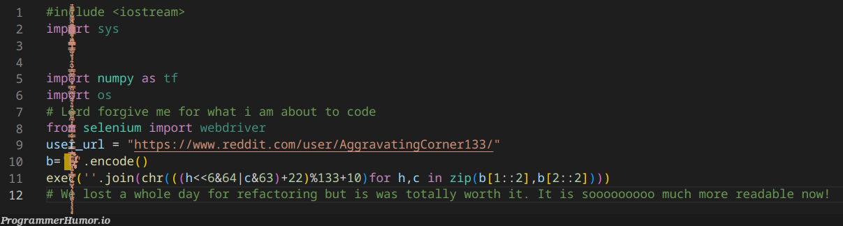 The most upvoted comment picks the next line of code: Day 15. True. | code-memes, web-memes, ios-memes, numpy-memes, selenium-memes, http-memes, url-memes, reddit-memes, IT-memes, stream-memes, comment-memes | ProgrammerHumor.io