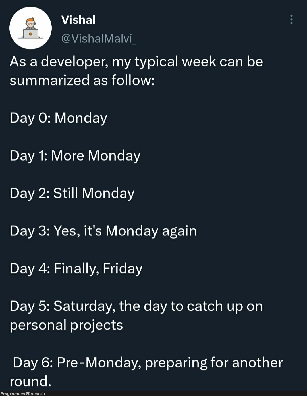 Typical week | developer-memes, catch-memes | ProgrammerHumor.io