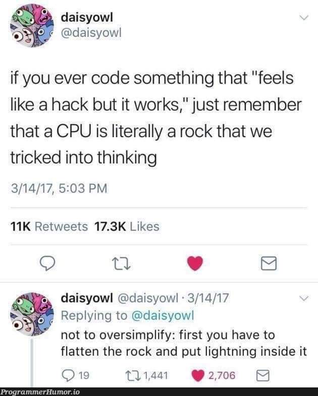 Thoughtful rock | code-memes, IT-memes, ide-memes, retweet-memes | ProgrammerHumor.io