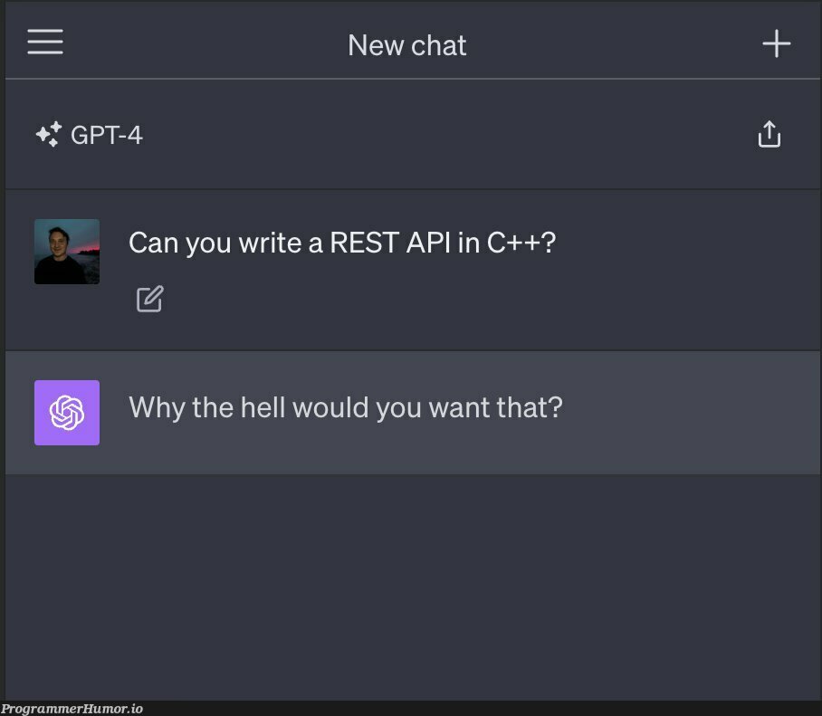 whyTheHellWouldYouWantThat | c++-memes, rest-memes | ProgrammerHumor.io