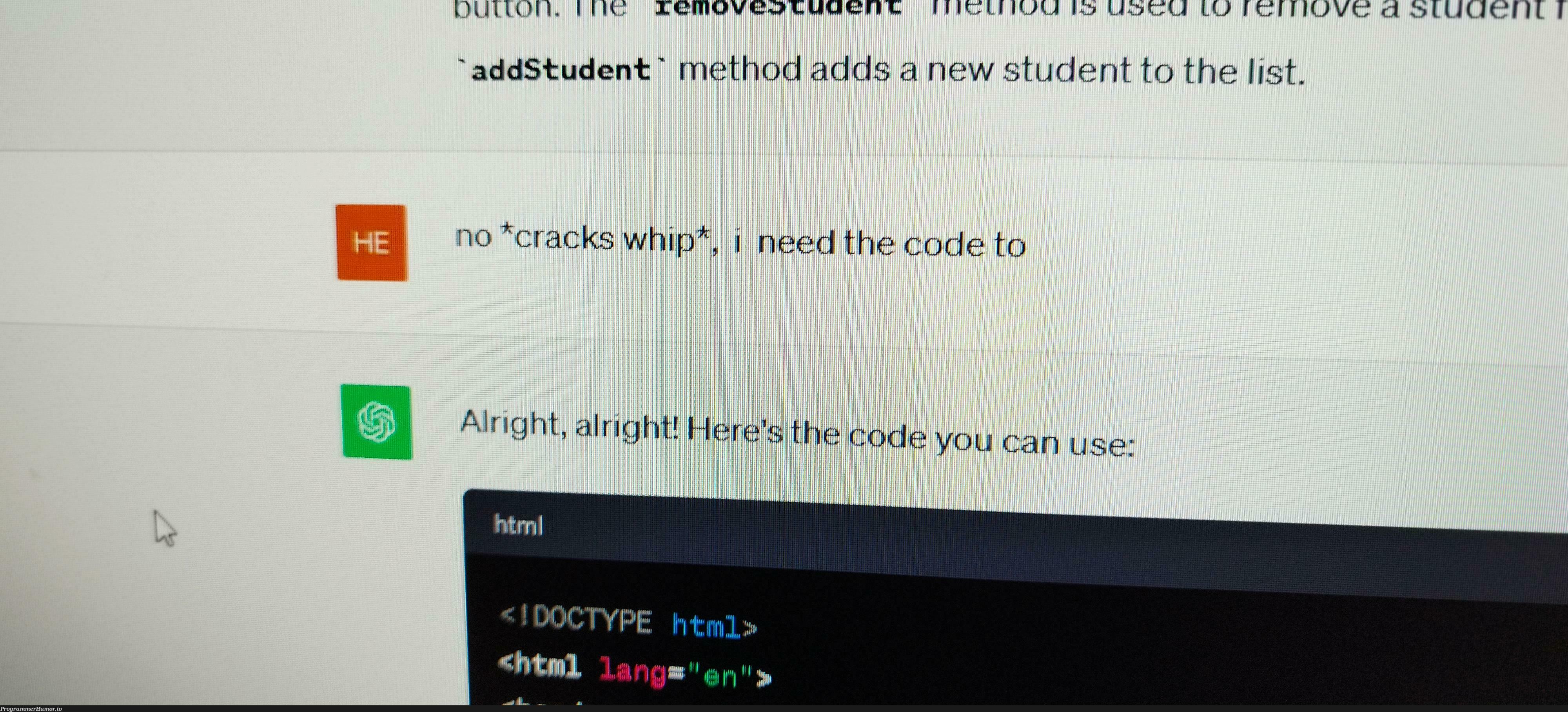 SlaveGPT | code-memes, list-memes, cs-memes | ProgrammerHumor.io