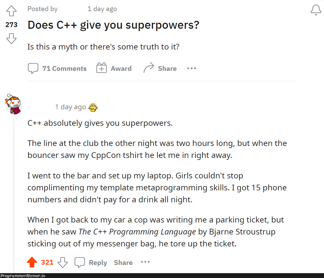 C++ superpowers | programming-memes, program-memes, c++-memes, jar-memes, laptop-memes, language-memes, comment-memes, programming language-memes | ProgrammerHumor.io
