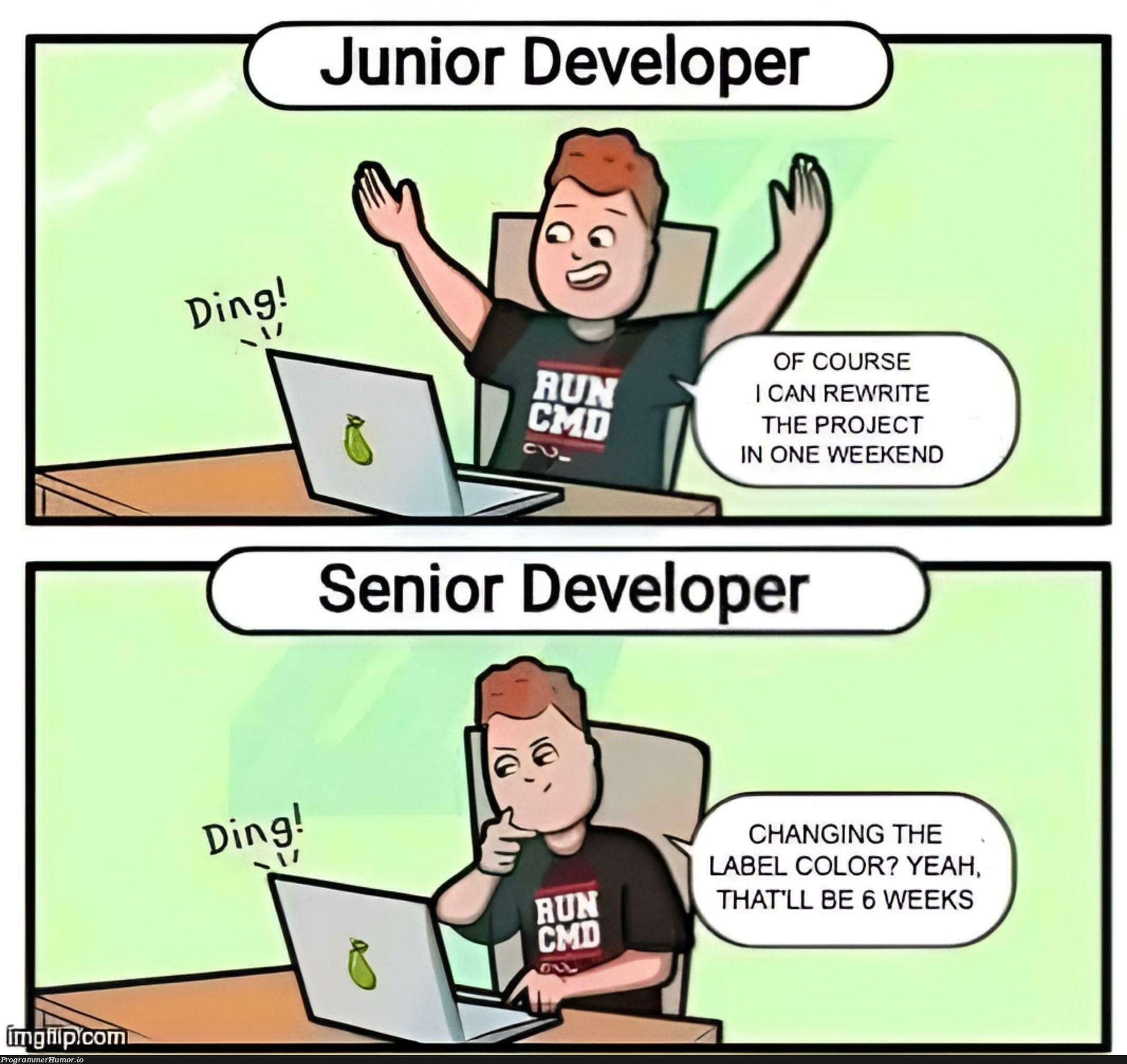 juniorVsSeniorDeveloper | developer-memes | ProgrammerHumor.io