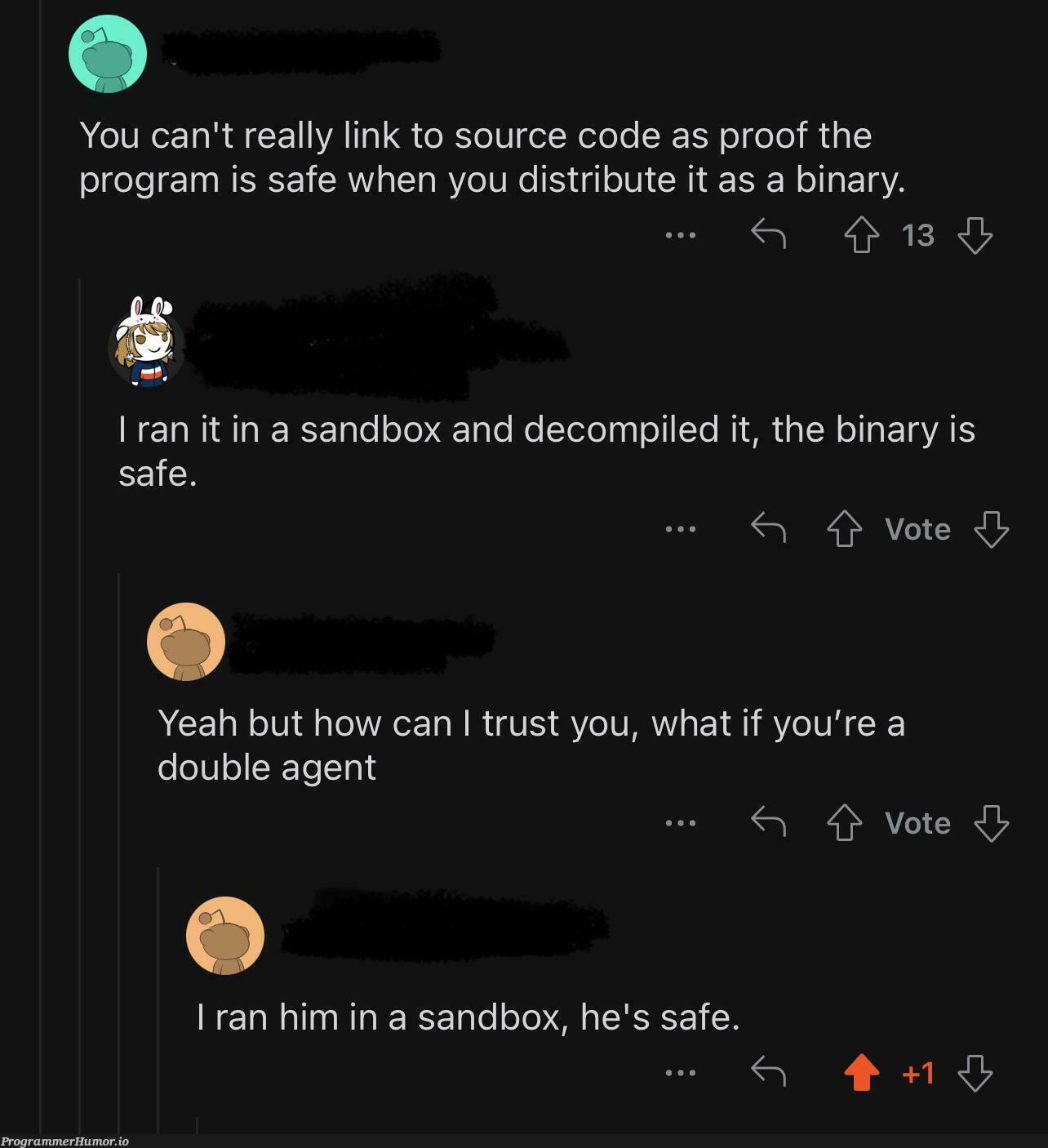 Don’t know if this counts, but it made me chuckle | code-memes, program-memes, IT-memes, source code-memes, rust-memes, binary-memes | ProgrammerHumor.io