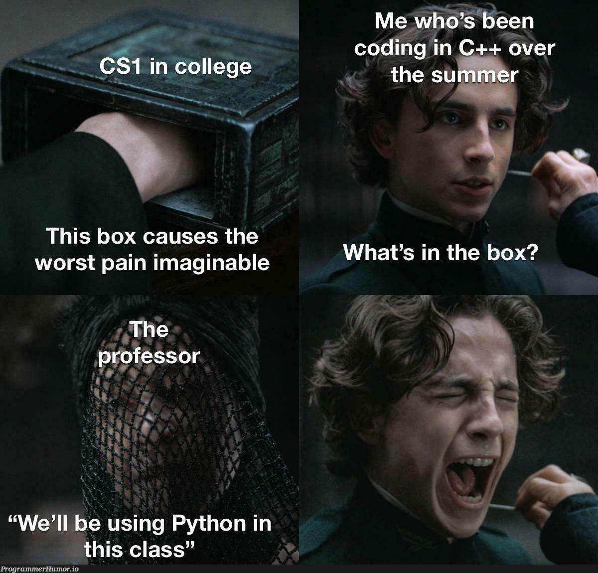 theLackOfControlIsPissingMeOff | python-memes, c++-memes, class-memes | ProgrammerHumor.io