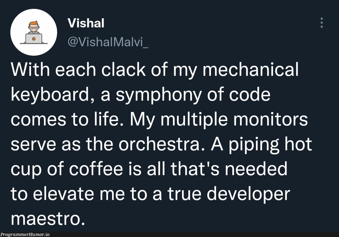 A true developer maestro | developer-memes, code-memes, monitor-memes, pip-memes | ProgrammerHumor.io