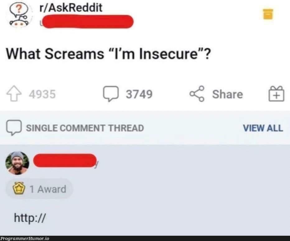 spottingInsecurity | security-memes, http-memes, comment-memes | ProgrammerHumor.io