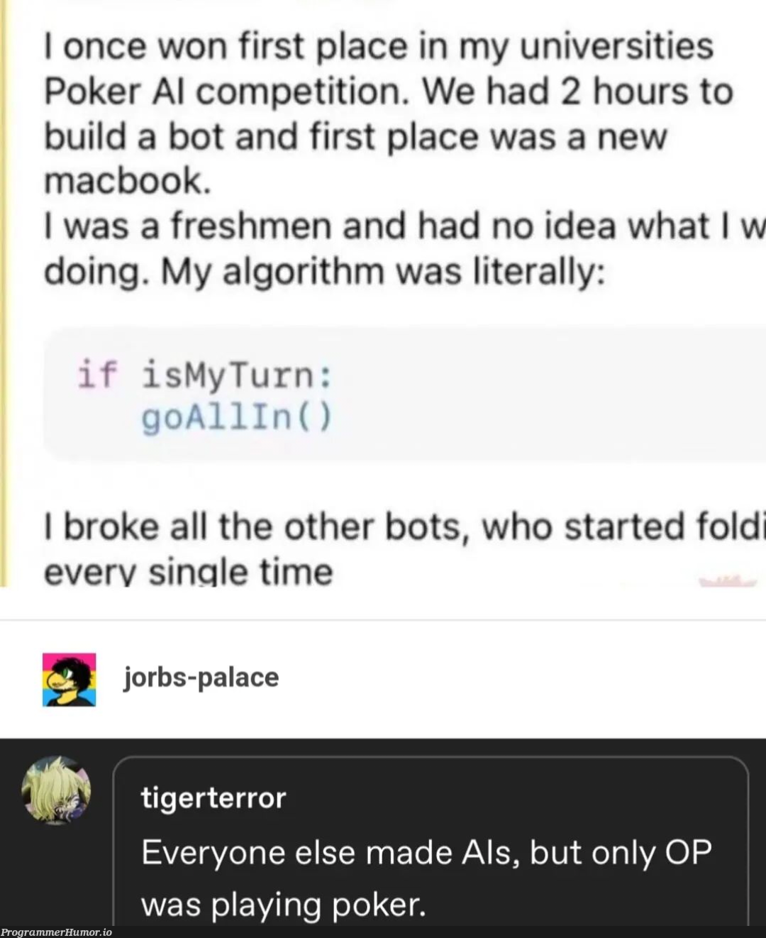 this | algorithm-memes, error-memes, idea-memes, ide-memes, mac-memes, macbook-memes, bot-memes | ProgrammerHumor.io