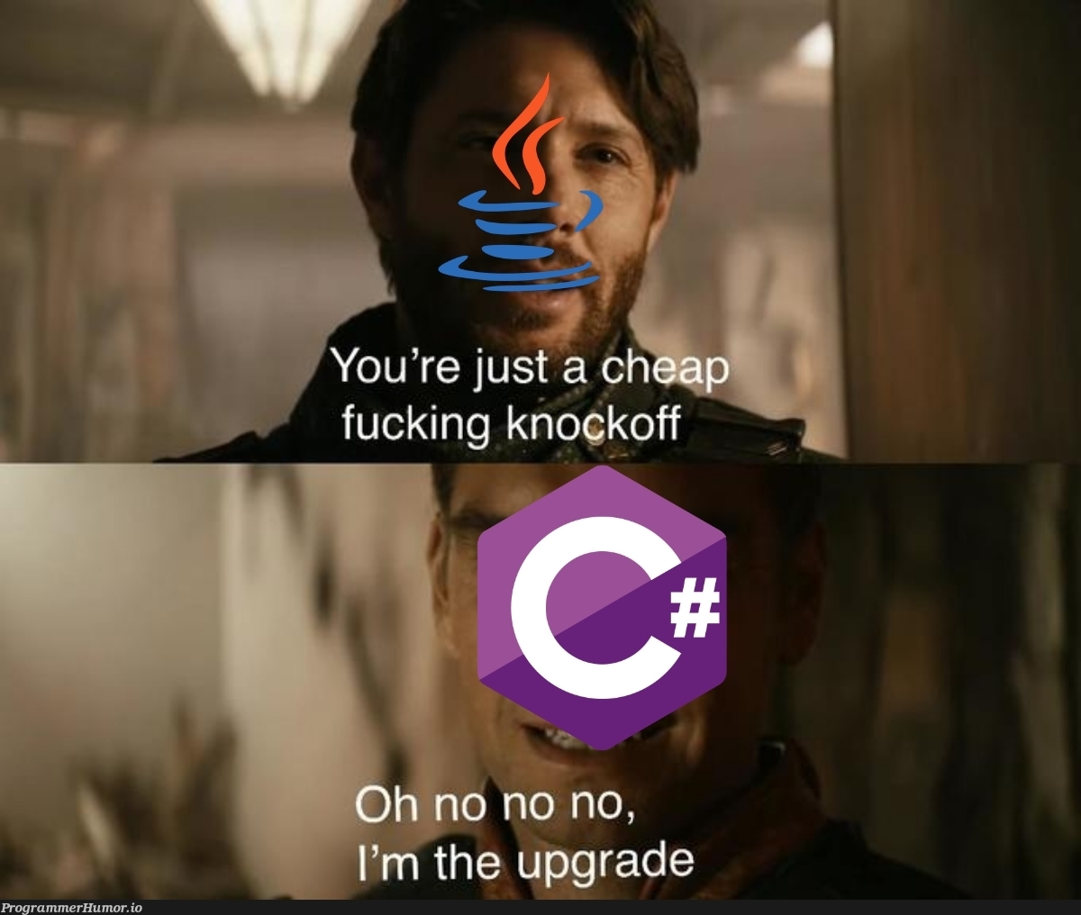 Java v.s C# in a nutshell | java-memes, shell-memes, c#-memes | ProgrammerHumor.io