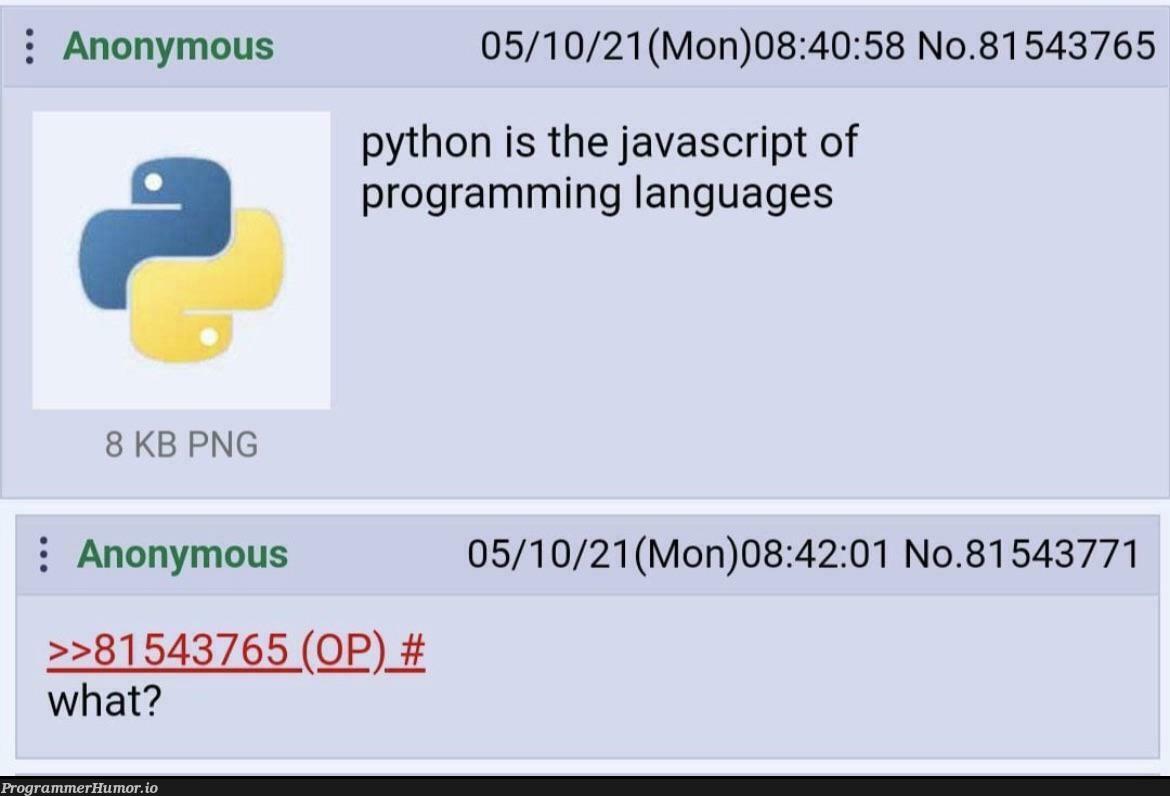 what? | programming-memes, javascript-memes, java-memes, python-memes, program-memes, language-memes, programming language-memes | ProgrammerHumor.io