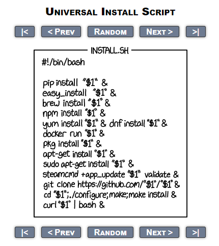 universalInstallScript | git-memes, github-memes, bash-memes, date-memes, http-memes, url-memes, curl-memes, sudo-memes, npm-memes, pip-memes | ProgrammerHumor.io